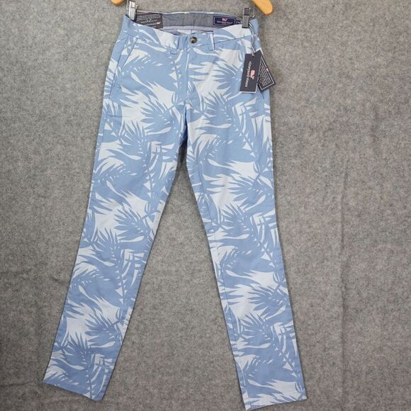 Tropical Pants Mens VINEYARD VINES Blue Floral Leaf Performance‎ Breaker 28/31 - Picture 1 of 16